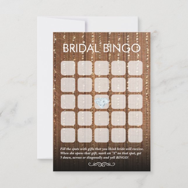 Chic Glitter Guld String 5 x 5 Möhippa Bingo-kort (Framsida)