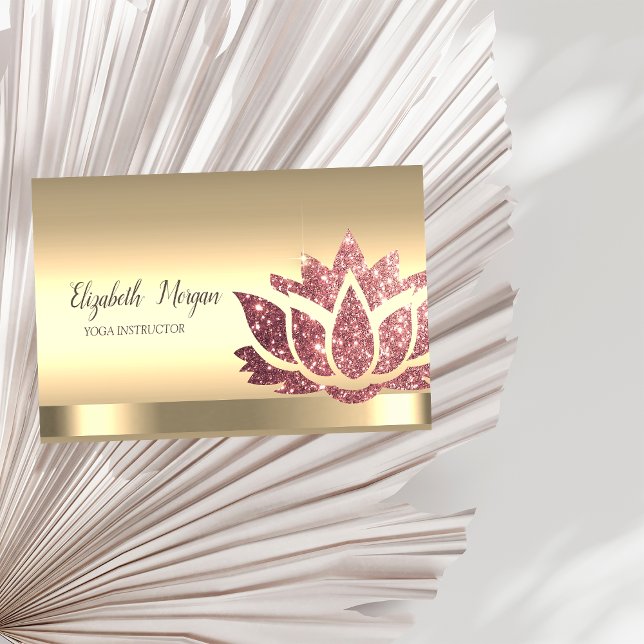Chic Glitter Lotus Flower Guld Yoga Instructor Visitkort (Skapare uppladdad)