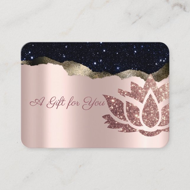 Chic Glitter Lotus,Konfetti,Rose Gold  Rabattkort (Framsida)