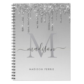 Chic glitter Monogram spiral bärbar dator Anteckningsbok