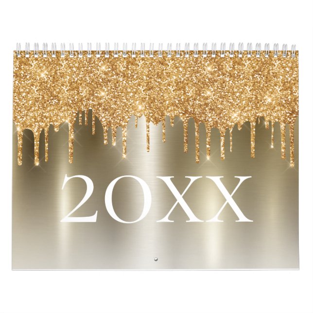 Chic Glitter Ombre  Rosa Monogram Kalender (Omslag)
