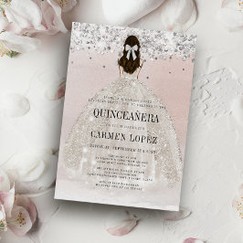 Chic Glitter Princess Dress Quinceanera Inbjudningar