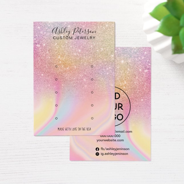 Chic glitter-regnbåge med flera magra visningar visitkort (Skivbord)