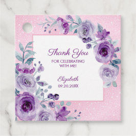 Chic Glitter Rosa Lila  Ro Blommigt födelsedag Gåvor Etiketter