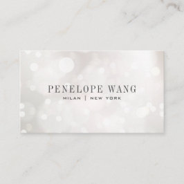 Chic Glitter Stollig Silver White Bokeh Visitkort