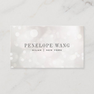 Chic Glitter Stollig Silver White Bokeh Visitkort