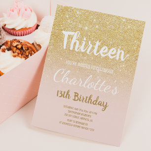 Chic glitter, tretton födelsedag inbjudningar