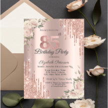 Chic Glitterdroppar, Blommor Roséguld 85-årsdag