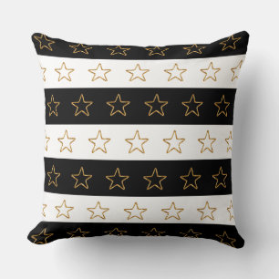 Chic Glittering Stars på Black & White Stripe Kudde