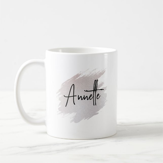 Chic glittery brushstroke personalized  kaffemugg (Vänster)