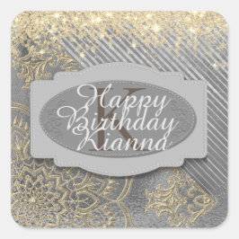 Chic Glittery Mandala Monogram Fyrkantigt Klistermärke