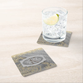 Chic Glittery Mandala Monogram Underlägg Papper Kvadrat