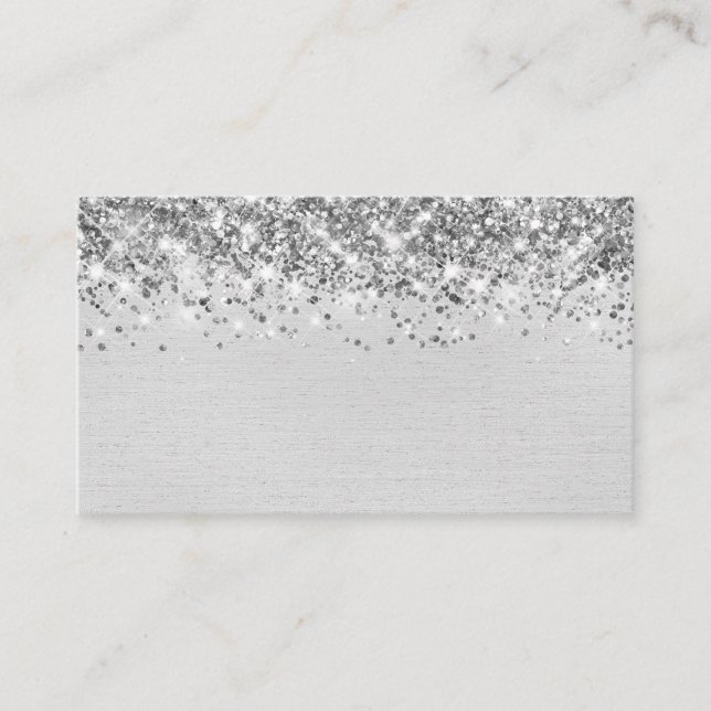 Chic Glittlight Silver Foil Blank Place Card Placeringskort (Framsida)