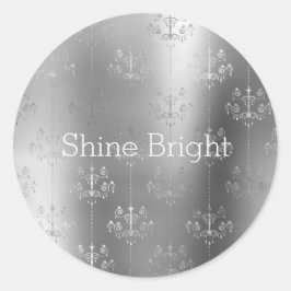 Chic Glitz Silver Glam Chandeliers Runt Klistermärke