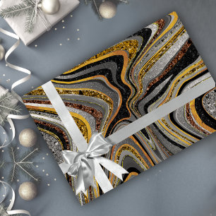Chic Gnistra Glitter marble art grått guld Wrappin Presentpapper