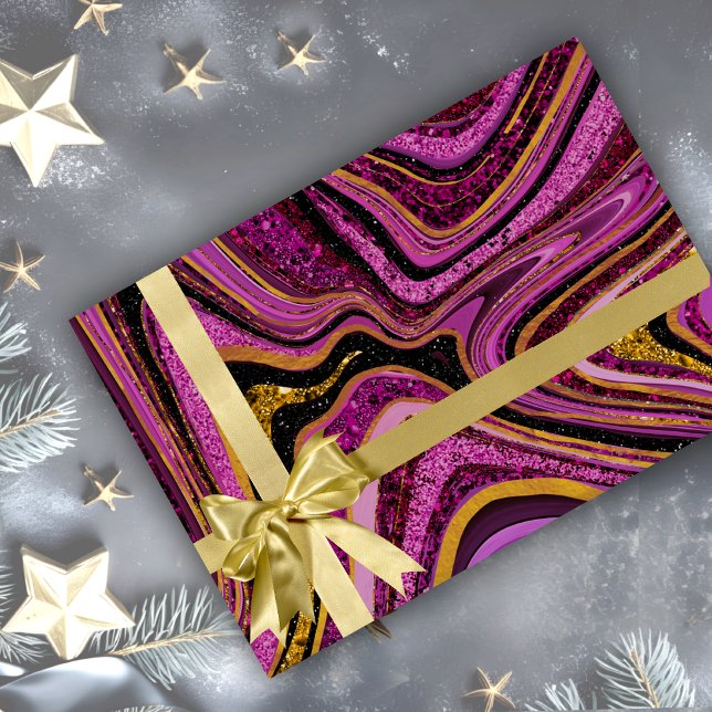 Chic Gnistra Glitter marble rosa guld Presentpapper (Skapare uppladdad)