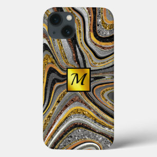 Chic Gnistra marble art grått guld monogram