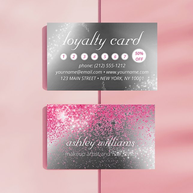 Chic gnistra rosa makup and hair loyalty card visitkort (Skapare uppladdad)
