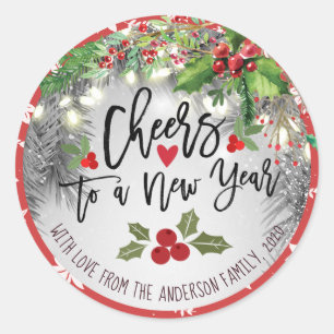 Chic God jul Chef till ett nytt år Hälsning Runt Klistermärke