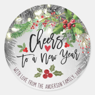 Chic God jul Chef till ett nytt år Hälsning Runt Klistermärke