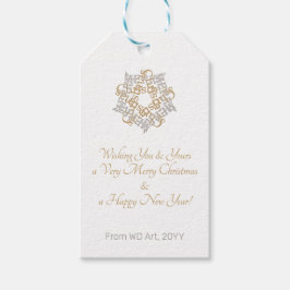 Chic God jul Guld, Silver Calligraphy Art Presentetikett