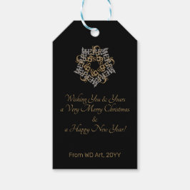 Chic God jul Guld Silver Calligraphy Black Presentetikett