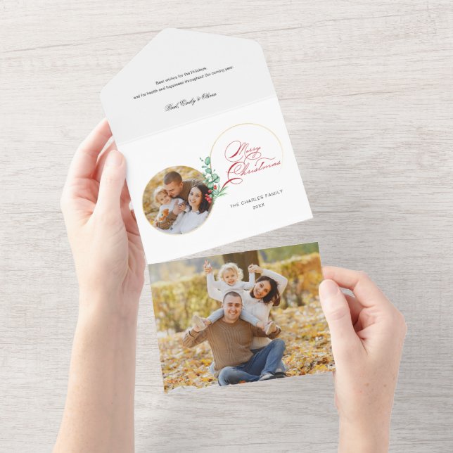 Chic God jul Guld Swirl Blommigt Photo (Avrivbar del)