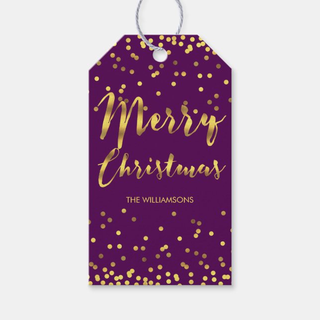 Chic God jul Gulffettkonfetti Lila Presentetikett (Framsidan)