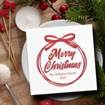 Chic God jul Script Red Ribbon Bow Party