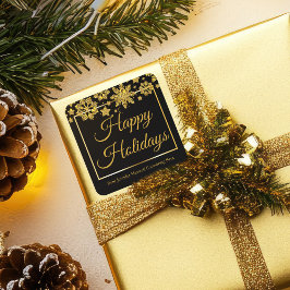 Chic God Jul Svart Guld Anpassat Företag Fyrkantigt Klistermärke