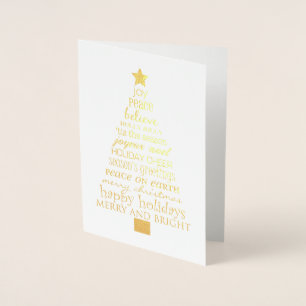 Chic God jul Träd Ord Folierat Kort