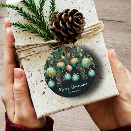 Chic Gold and Green Christmas Tree Ornaments Gåvor Etiketter