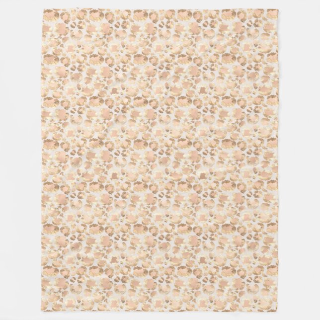 Chic Gold Blush Pink Leopard Print Fleecefilt (Framsidan)