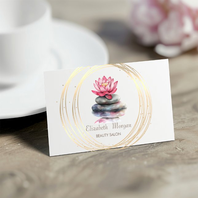 Chic Gold Circles Lotus Zen Stenar Visitkort (Skapare uppladdad)