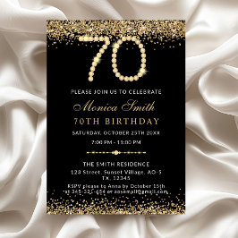 Chic Gold Diamonds 70th Birthday Party Invitation Inbjudningar