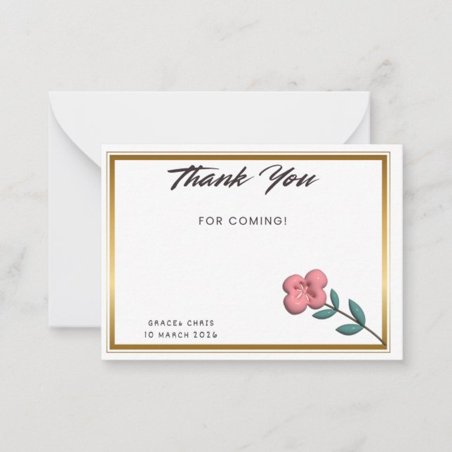 Chic Gold Edge Thank You Note | Customizable Event Anteckningskort (Framsida)