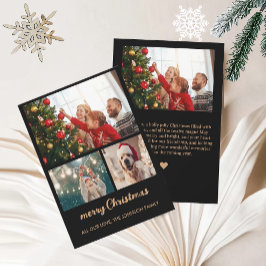 Chic Gold Foil Black Photo Collage julbil Julkort