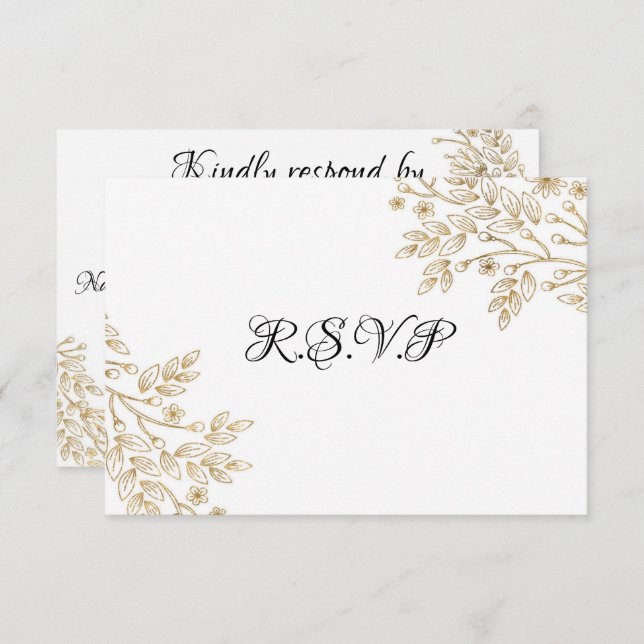 Chic Gold Foil Blommigt OSA kort (Fram/baksida)