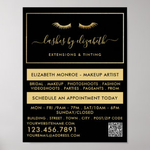Chic Gold Foil Lash Beauty Makeup Artist Poster