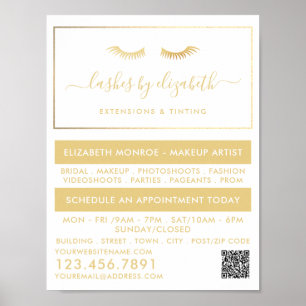 Chic Gold Foil Lash Beauty Makeup Artist Poster