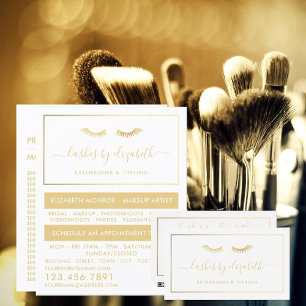 Chic Gold Foil Lash Beauty Makeup Artist Visitkort