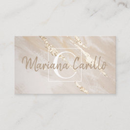 Chic Gold Foil Marble Monogram, Affärskort Visitkort