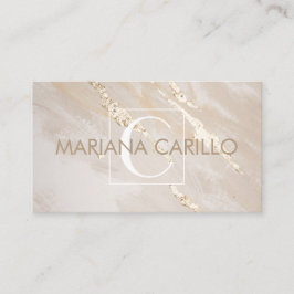 Chic Gold Foil Marble Monogram, Affärskort Visitkort