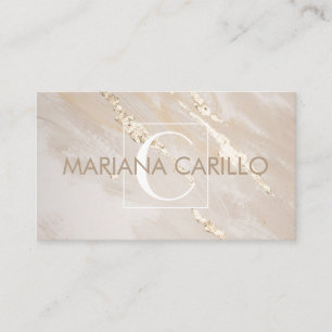 Chic Gold Foil Marble Monogram, Affärskort Visitkort