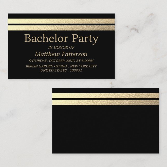 Chic Gold Foil Rand Bachelor Party Biljett (Fram/baksida)