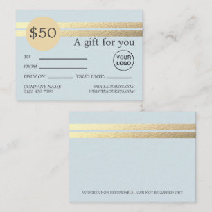 Chic Gold Foil Rand Blått presentkort Visitkort