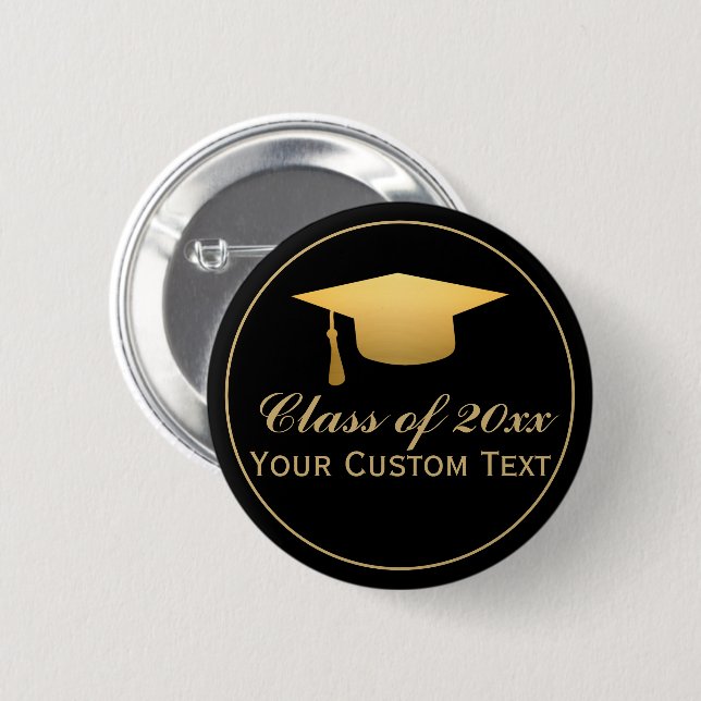 Chic Gold Foil Trendig Studenten klass 20XX Knapp (Framsida & baksida)