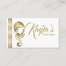 Chic Gold Glam Beauty Girl Hår & Makeup Salong Visitkort