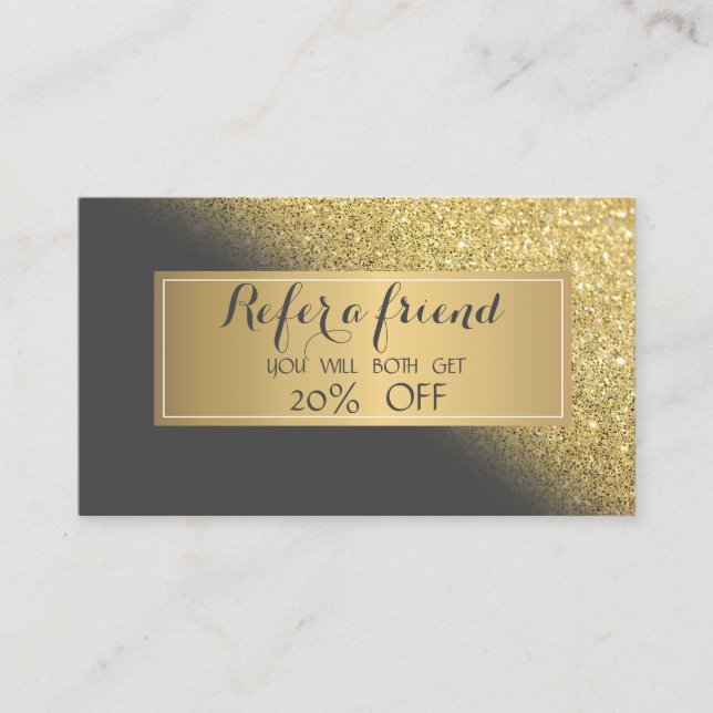 Chic Gold Glitter Ombre, Ram Referralkort Rabattkort (Framsida)