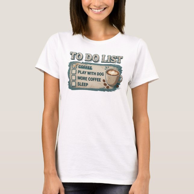 Chic Gold KAFFE LEK MED HUND Konsttryck T Shirt (Framsida)